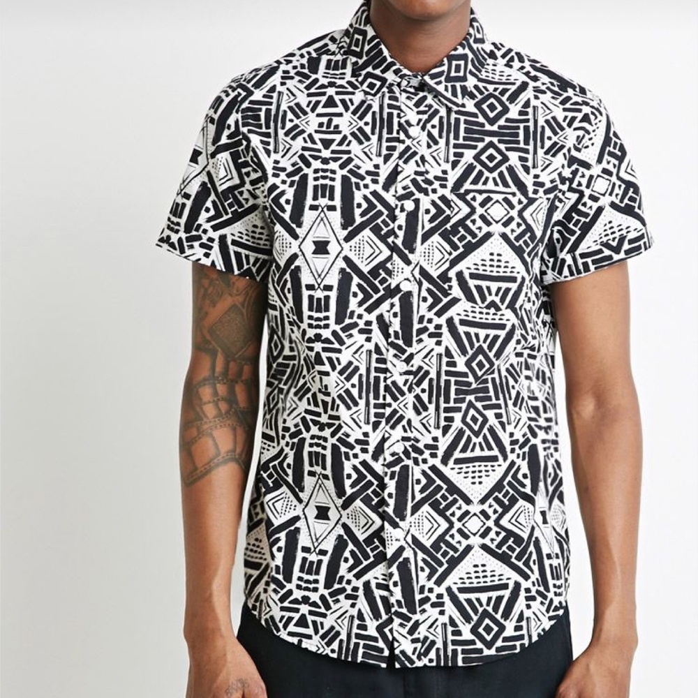 Forever 21 Abstract Print Button Down Shirt